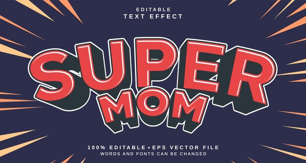 Efecto de estilo de texto editable Tema de estilo de texto Super Mom