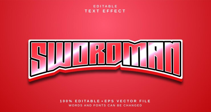 Vector efecto de estilo de texto editable tema de estilo de texto swordman