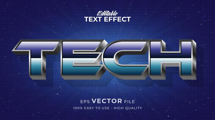 Vector efecto de estilo de texto editable: tema de estilo de texto tech retro