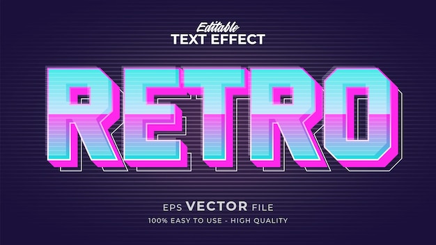 Vector efecto de estilo de texto editable: tema de estilo de texto tech retro