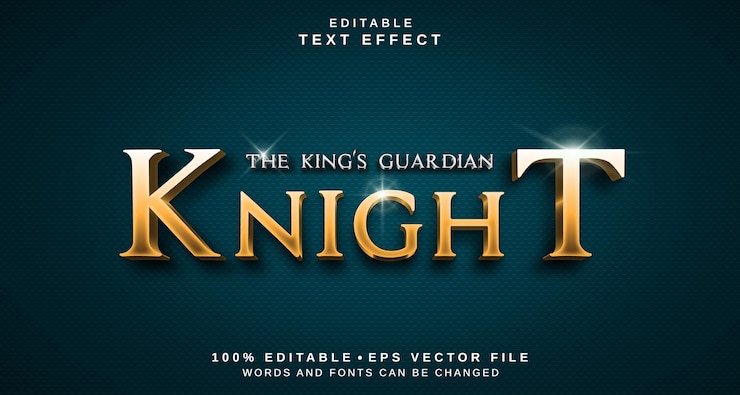 Vector efecto de estilo de texto editable tema de estilo de texto the king39s guardian knight
