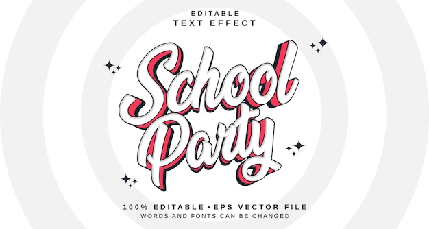 Efecto de estilo de texto editable Tema de estilo de textos de la fiesta escolar