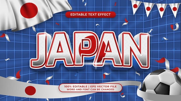 Efecto de estilo de texto editable del tema de fondo de la copa mundial de fútbol de japón