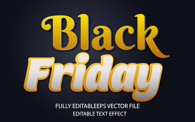 Efecto de estilo de texto editable de texto 3D de viernes negro vectorial