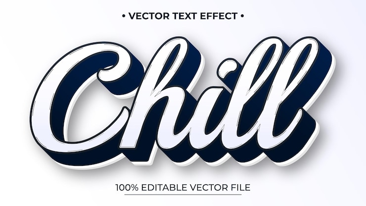 Vector efecto de estilo de texto editable texto chill en el tema de estilo minimalista grunge