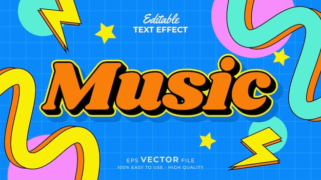 Efecto de estilo de texto editable texto de dibujos animados retro de la vieja escuela en tema de estilo maravilloso