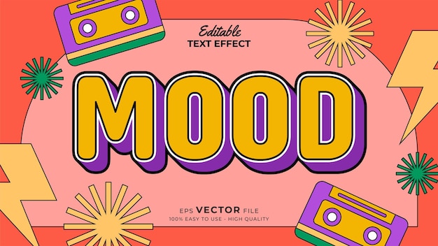 Efecto de estilo de texto editable texto de dibujos animados retro de la vieja escuela en tema de estilo maravilloso