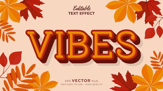 Efecto de estilo de texto editable texto de otoño con ilustración de hojas de arce