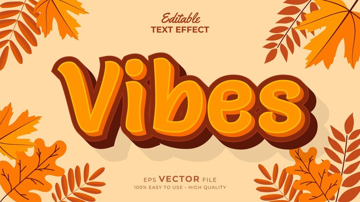 Vector efecto de estilo de texto editable texto de otoño con ilustración de hojas de arce