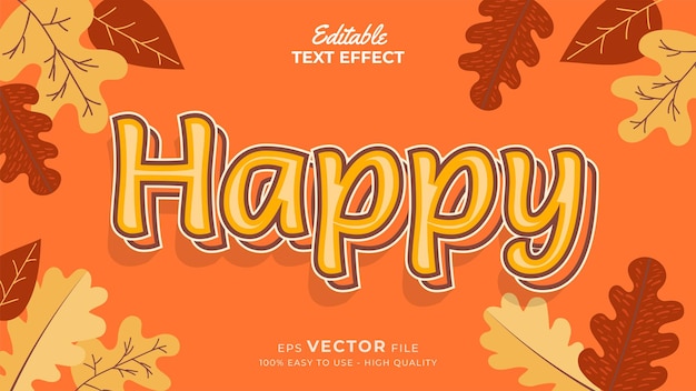 Efecto de estilo de texto editable texto de otoño con ilustración de hojas de arce