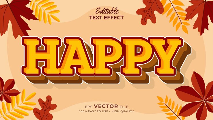 Vector efecto de estilo de texto editable texto de otoño con ilustración de hojas de arce