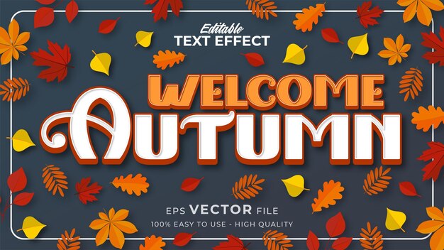 Efecto de estilo de texto editable: texto de otoño con ilustración de hojas de arce