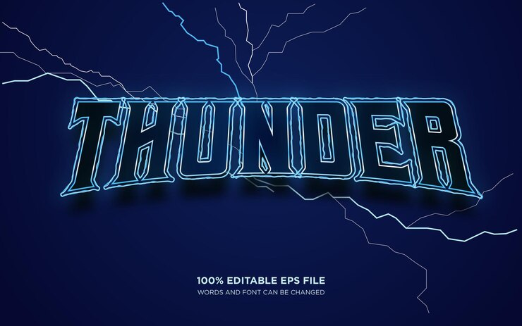 Vector efecto de estilo de texto editable thunder