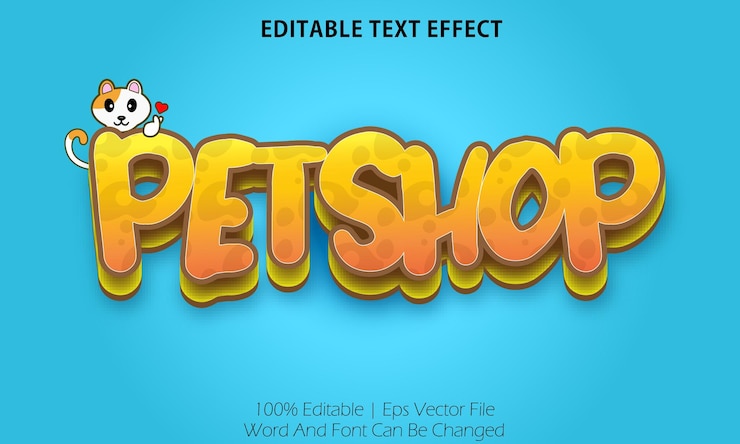 Vector efecto de estilo de texto editable de tienda de mascotas