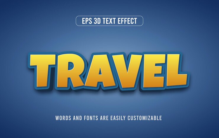 Vector efecto de estilo de texto editable vectorial 3d de viajes y recorridos