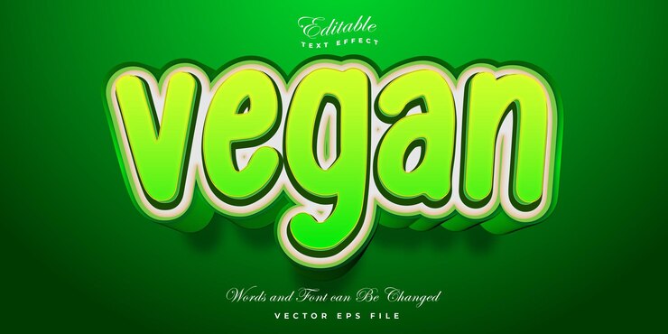 Vector efecto de estilo de texto editabletema de estilo de texto vegano