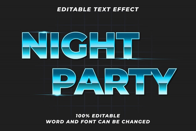 Efecto de estilo de texto de fiesta nocturna