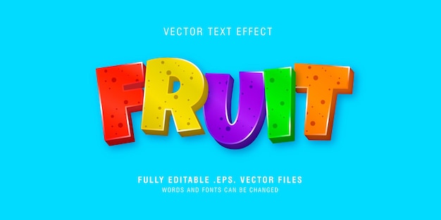 Vector efecto de estilo de texto de fruta colorida editable