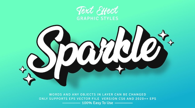 Efecto de estilo de texto gráfico Sparkle 3d