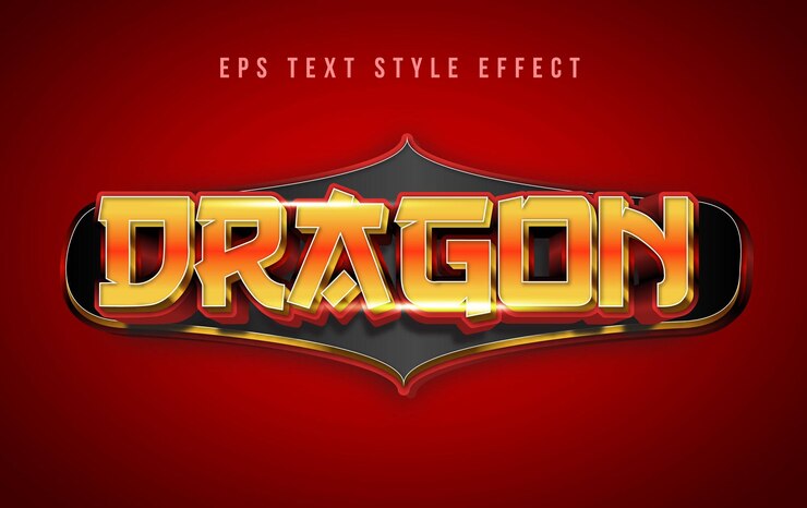 Vector efecto de estilo de texto granate editable de dragón