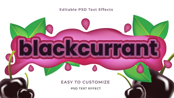 Vector efecto de estilo de texto de la grosella negra