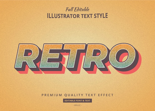 Vector efecto de estilo de texto grunge antiguo retro premium