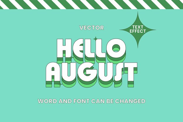 Efecto de estilo de texto Hello August Retro Editable