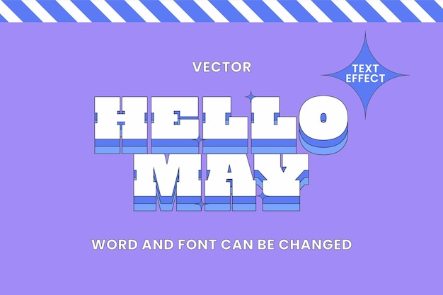 Vector efecto de estilo de texto hello may retro editable