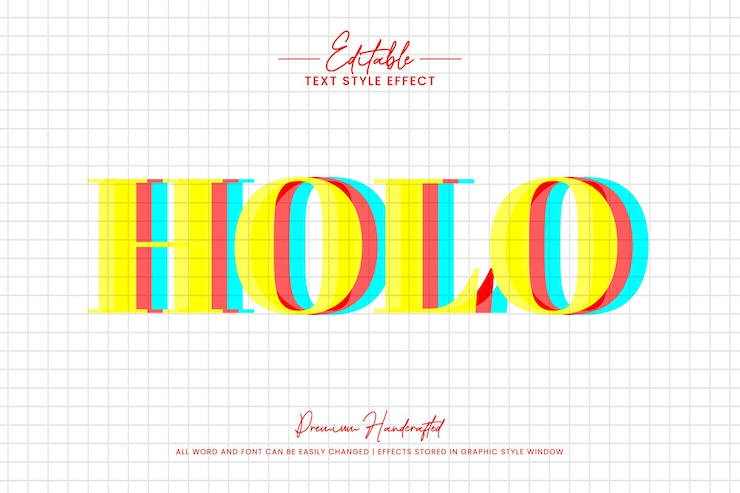 Vector efecto de estilo de texto holo glitch 3d estilo de texto ilustrador editable