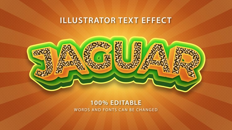 Vector efecto de estilo de texto jaguar, texto editable
