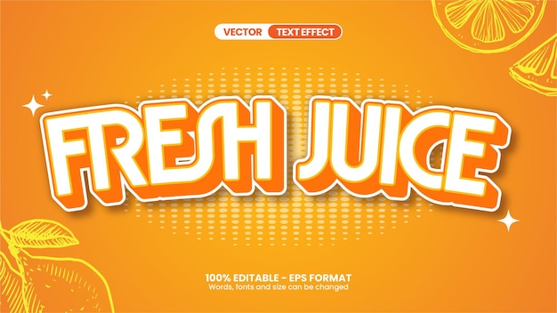 Efecto de estilo de texto de jugo de naranja fresco