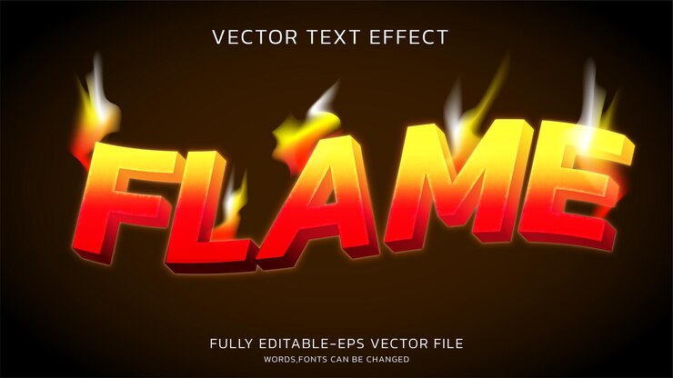 Vector efecto de estilo de texto de llama completamente editable
