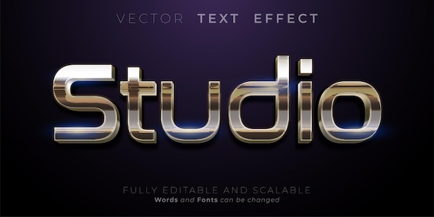 Efecto de estilo de texto de metal de estudio Título de texto de estilo 3d editable