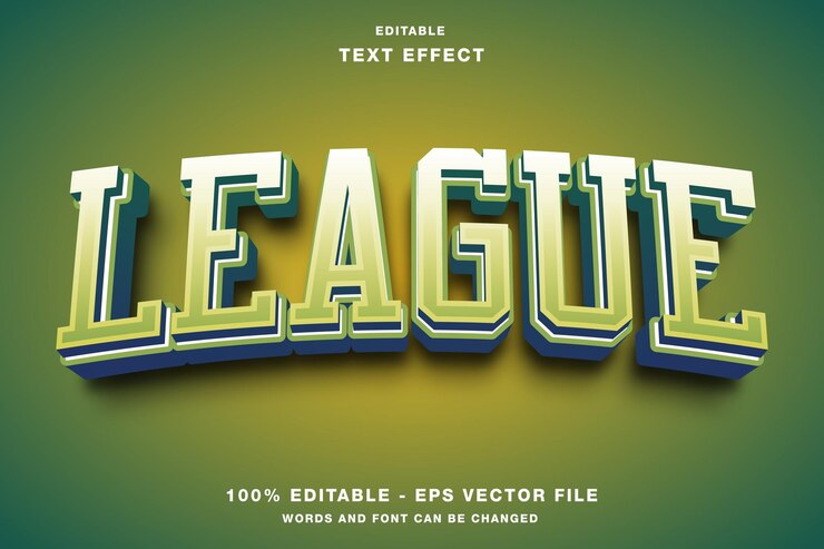 Vector efecto de estilo de texto moderno league 3d editable