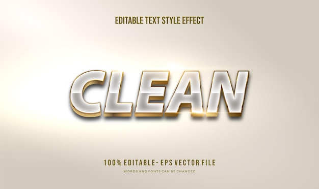 Efecto de estilo de texto moderno limpio blanco y dorado con brillante color dorado brillante. Texto editable.