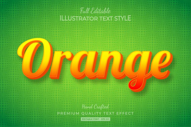 Vector efecto de estilo de texto naranja premium