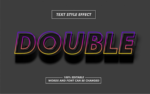 Efecto de estilo de texto negrita doble degradado negro