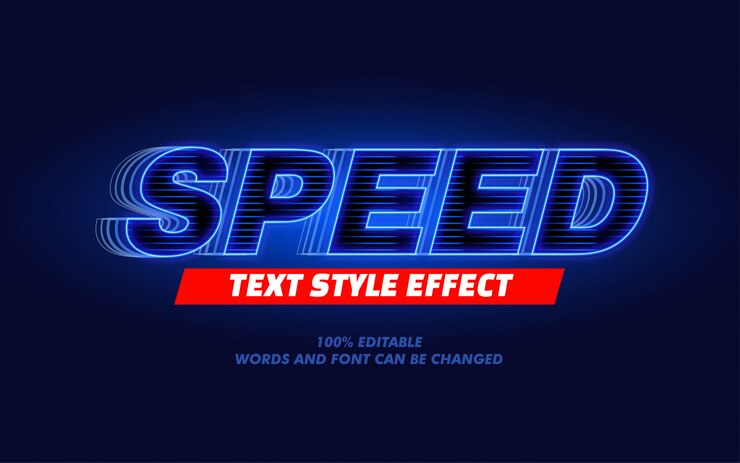 Vector efecto de estilo de texto en negrita moderno de velocidad de luz azul para título de película
