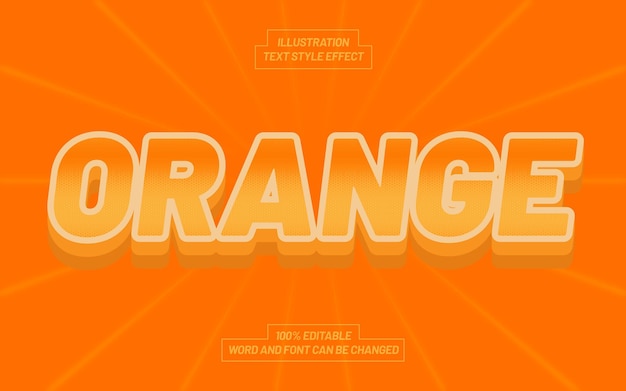 Vector efecto de estilo de texto en negrita naranja 3d