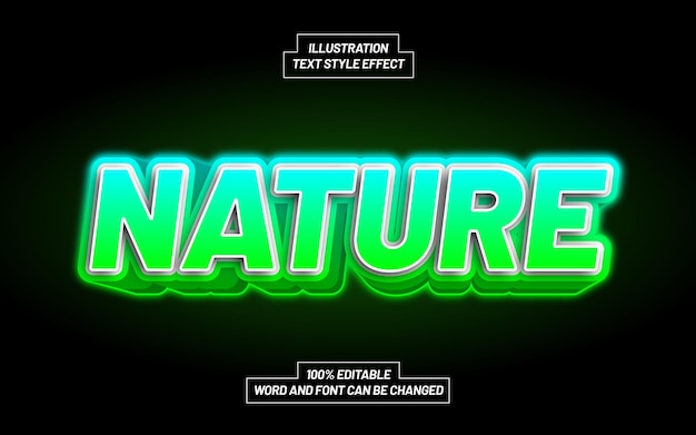 Vector efecto de estilo de texto en negrita nature 3d