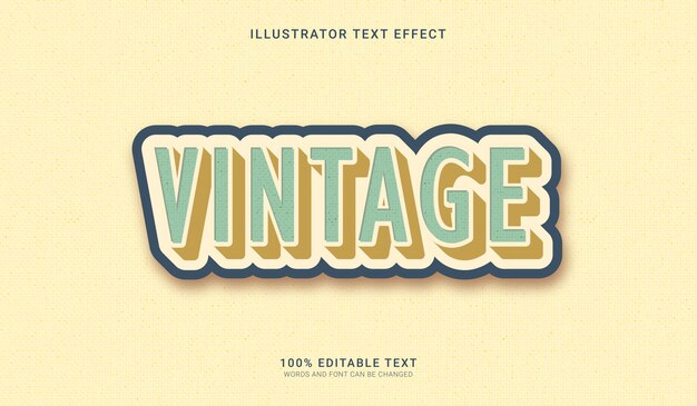 Efecto de estilo de texto en negrita vintage. Efecto de texto editable