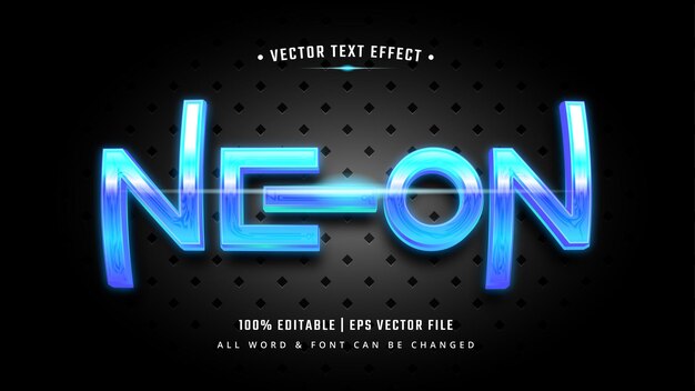 Efecto de estilo de texto de neón resplandor 3d. Estilo de texto de ilustrador editable.