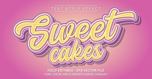 Vector efecto de estilo de texto de pasteles dulces plantilla de texto gráfico editable