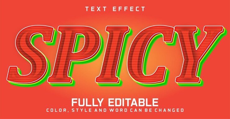 Vector efecto de estilo de texto picante concepto de estilo de lenguaje de texto editable
