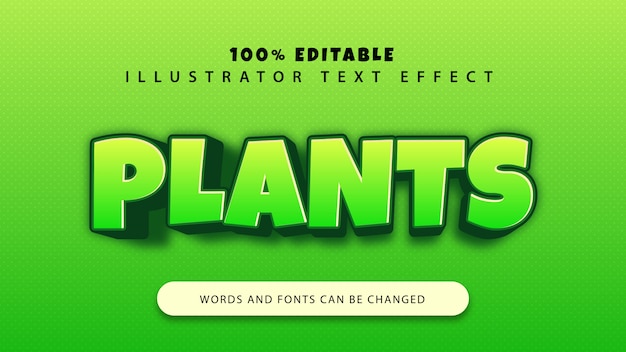 Vector efecto de estilo de texto de plantas, texto editable