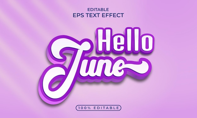 Efecto de estilo de texto con la plantilla de celebración de Hola junio