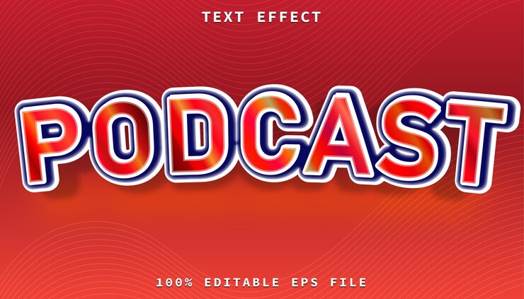 Vector efecto de estilo de texto de podcast