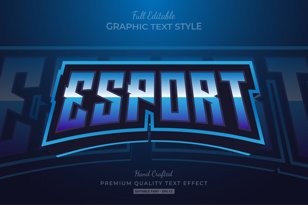 Efecto de estilo de texto premium editable de esport blue