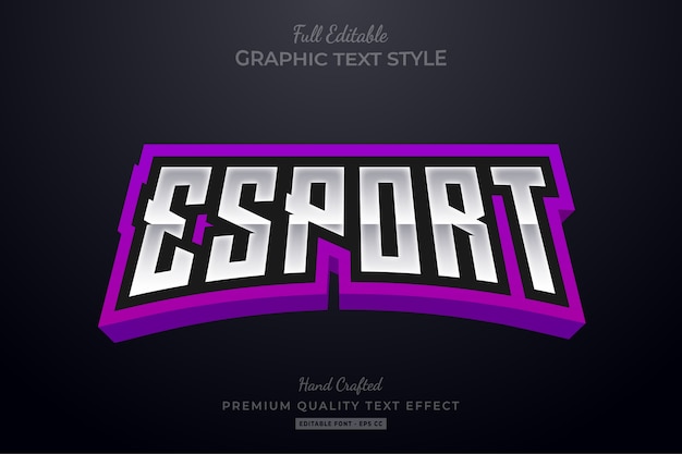 Vector efecto de estilo de texto premium editable de esport purple