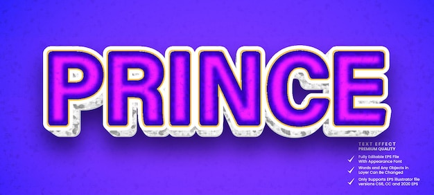 Vector efecto de estilo de texto prince 3d